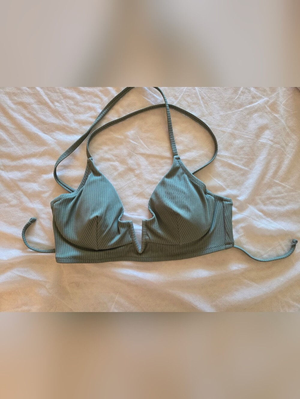 Shade&Shore Halter Bikini Top in Sage Green 34C
